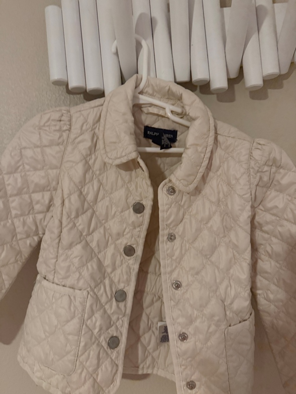 Ralph Lauren Cream Quilted Snap-Front Jacket